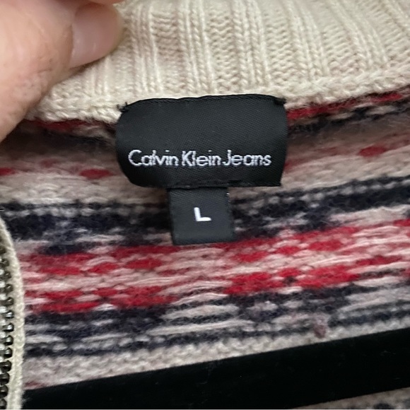 Calvin Klein 1/4 zip Winter Wool Sweater - Picture 7 of 8